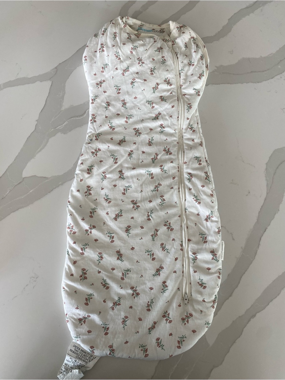 Happiest Baby Sleepea Comforter Swaddle XL Ivory Floral Wildflowers